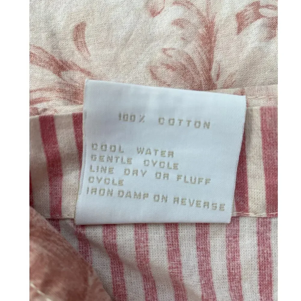 Nancy Koltes Queen Duvet Cover, Pink Toile/Stripe 100% Cotton Made in Italy